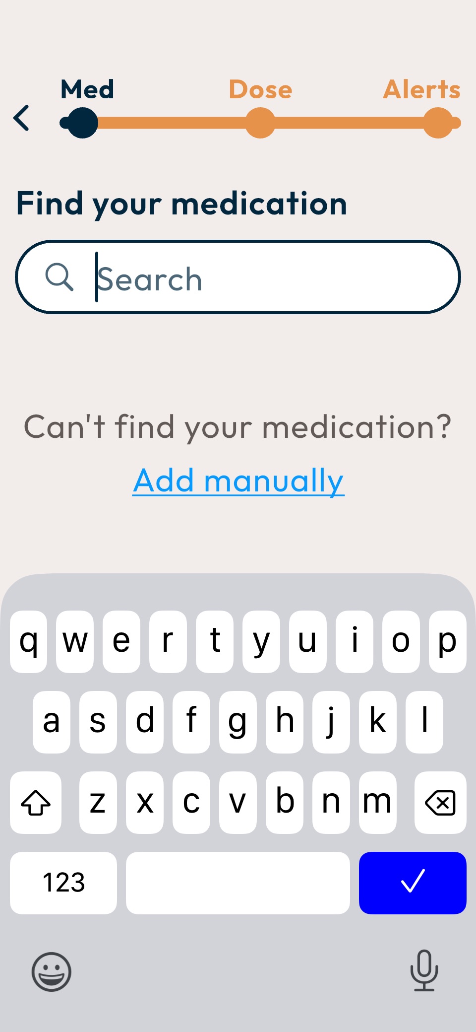 In-app medication search
